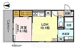 阪急京都本線 西京極駅 徒歩15分の賃貸アパート 3階1LDKの間取り