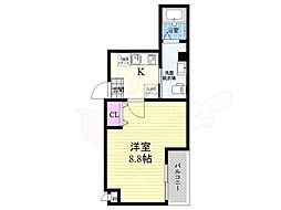 フラッティK&S千本寺之内 1Kの間取図画像