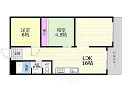 HDX京都桂川 3階2LDKの間取り