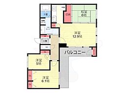 サーパス桂第2 3LDKの間取図画像