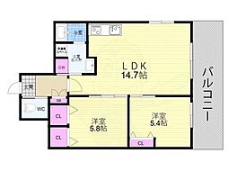 インサイトルポ山科新十条 2LDKの間取図画像