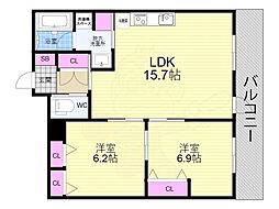 インサイトルポ山科新十条 2LDKの間取図画像