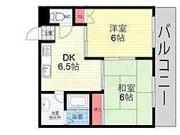 サンサーラ春嶺 3階2DKの間取り