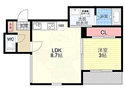 ハーモニーテラス花園 1LDKの間取図画像