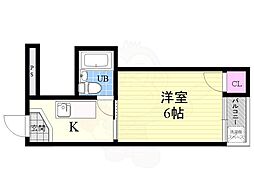 シモン堀川 1Kの間取図画像