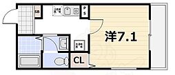 京都市山科区東野南井ノ上町アパート 1Kの間取図画像