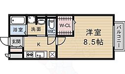 ソレイユ稲荷 1Kの間取図画像