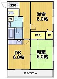 トマーテ西京極1 2DKの間取図画像