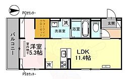J'fort京都山科2 1LDKの間取図画像