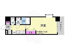 Luxe京都西大路 1Kの間取図画像