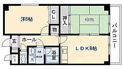 カルモ中村 2LDKの間取図画像