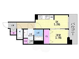アスヴェル京都西大路SOUTH 1DKの間取図画像