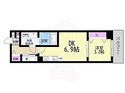 京都市伏見区小栗栖石川町アパート 1DKの間取図画像