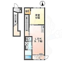 京都市山科区四ノ宮垣ノ内町アパート 1LDKの間取図画像