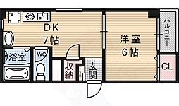 丹波口サンハイツ 1DKの間取図画像