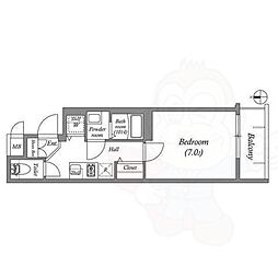 アドバンス京都烏丸町 1Kの間取図画像