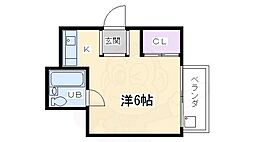 ウイッシュ河原町 1Kの間取図画像