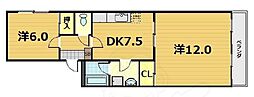 シャルム醍醐 2DKの間取図画像