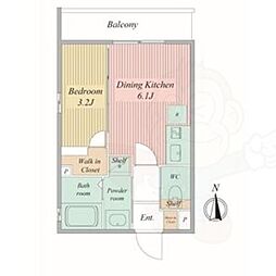 Live Flat京都西院 1DKの間取図画像