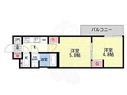 エストゥルース京都2(旧:The Bright Residence 京都東 2Kの間取図画像