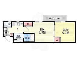 エストゥルース京都2(旧:The Bright Residence 京都東 2Kの間取図画像