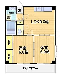 ヴェルナ西京極 2LDKの間取図画像