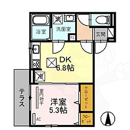 ブリランタ壬生2 1DKの間取図画像