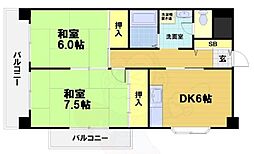 プラムタウンイマイ 2DKの間取図画像