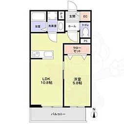ForestMaison京都北山 WEST 1LDKの間取図画像