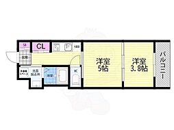 レシオス京都西院 2Kの間取図画像