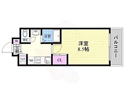 カーサグラン洛西 1Kの間取図画像
