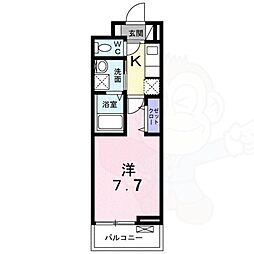 ブランメゾン帷子ノ辻 1Kの間取図画像