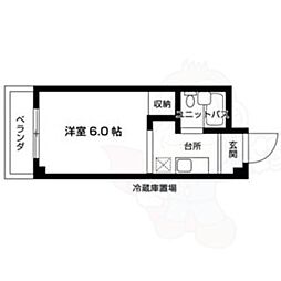 コートハウス大西 ワンルームの間取図画像
