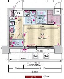 プレサンスTHEKYOTO東福寺WEST 1Kの間取図画像