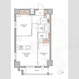 ジオエント四条大宮 2LDKの間取図画像