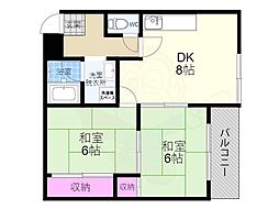 シベール青殿 2DKの間取図画像