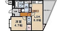 コンポーゼ河原町 1LDKの間取図画像