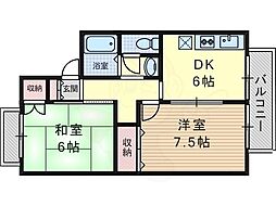 エンゼルハイム桂川 2DKの間取図画像