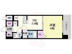 エステムコート京都西大路 1DKの間取図画像