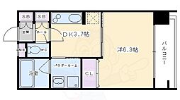 ベラジオ京都鴨川2 1Kの間取図画像