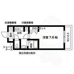 グレースコート御陵 1Kの間取図画像