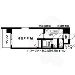 フェリスガーデン御陵 1Kの間取図画像