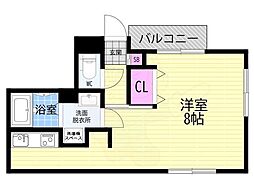 仮称)一乗寺北大丸町計画 ワンルームの間取図画像