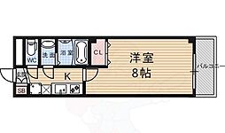 フラッティ龍大前 1Kの間取図画像