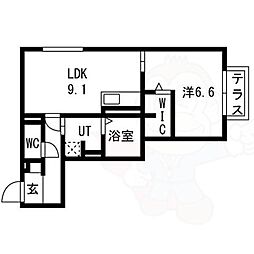 京都市伏見区景勝町アパート 1LDKの間取図画像