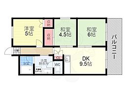 グランドール西大路 3LDKの間取図画像