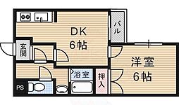 グレース菱屋1 1DKの間取図画像