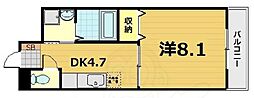 レクサス深草1号館 1DKの間取図画像