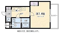 ソーシア西院 1Kの間取図画像