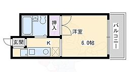 メゾンドール 1Kの間取図画像